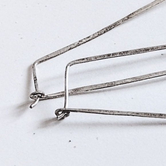 🤍 Vintage Artisan Solid 925 Sterling Silver Oblong Hoop Earrings Handmade - Picture 3 of 5